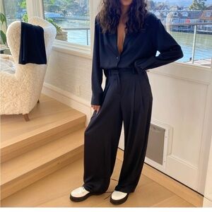 NWOT DANNIJO Women’s Black High Waist Wide Length Flowy Satin Pants Size M